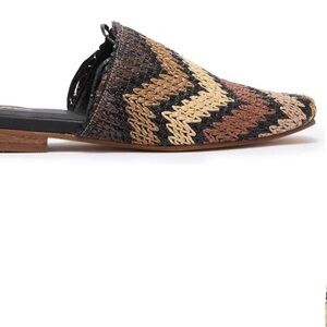 KAANAS | Providencia Chevron Mule Size 6M Brown Tan New With Tags Zigzag Woven
